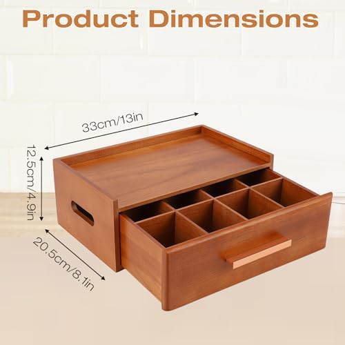 Tea Bag Organizer, Acacia Wooden Tea Organizers and Storage Box, Tea Box Organizer, Organizador De Tes Caja Para Te, Ideal Gift for Tea Enthusiasts