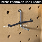 Gugxiom 100PCS Pegboard Hook Locks, Pegboard Clips, ABS Peg Board Clip Retainers Display Organizer Fit 1/4 Inch and 1/8 Inch Pegboards