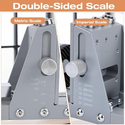 Gugxiom Professional Pocket Hole Jig Kit, Pocket Screw Jig with 2 Titanium Drill Bits 9.5 mm (3/8"), Adjustable 15/20/30mm Hole Spacing, Dowel Jig for Woodworking Cabinet Furniture