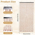 Gugxiom Bamboo Beaded Door Curtain, 35.4x78.7in/90x200cm Beaded Curtain, 52 Strands Retro Bamboo Curtains for Doorways Room Partition (Coffee)