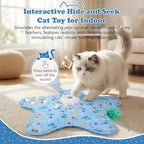 Gugxiom Interactive Hide and Seek Cat Toy for Indoor, Automatic Cat Hunting Toy with Moving Feather and Chirping, USB Rechargeable, for Kitten Adult Cats