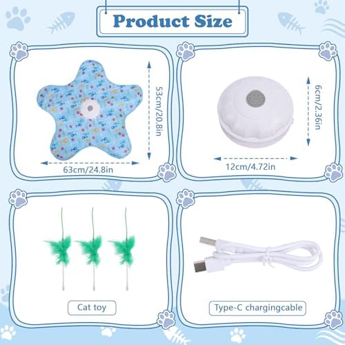 Gugxiom Interactive Hide and Seek Cat Toy for Indoor, Automatic Cat Hunting Toy with Moving Feather and Chirping, USB Rechargeable, for Kitten Adult Cats