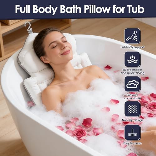 Full Body Bath Pillow for Tub, Thick Luxury Bathtub Cushion