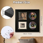 Gugxiom Double CD Display Frame, 14.2"x12.8" Signed CD Display Frame Case with Real Glass, for Wall & Table Mount, Music Home Decor