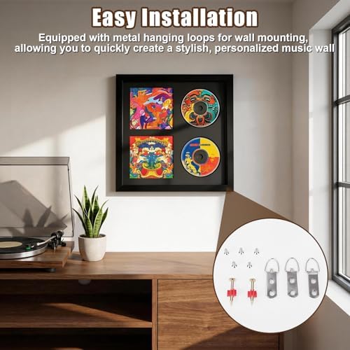 Gugxiom Double CD Display Frame, 14.2"x12.8" Signed CD Display Frame Case with Real Glass, for Wall & Table Mount, Music Home Decor
