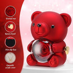 Gugxiom Cute Preserved Rose Teddy Bear, Preserved Real Rose Teddy Gift Box, Rose Bear, Romantic for Her in Mother's Day, Valentine's Day, Wedding, Anniversary, Birthday (Red)