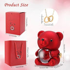 Gugxiom Cute Preserved Rose Teddy Bear, Preserved Real Rose Teddy Gift Box, Rose Bear, Romantic for Her in Mother's Day, Valentine's Day, Wedding, Anniversary, Birthday (Red)
