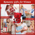 Gugxiom Cute Preserved Rose Teddy Bear, Preserved Real Rose Teddy Gift Box, Rose Bear, Romantic for Her in Mother's Day, Valentine's Day, Wedding, Anniversary, Birthday (Red)