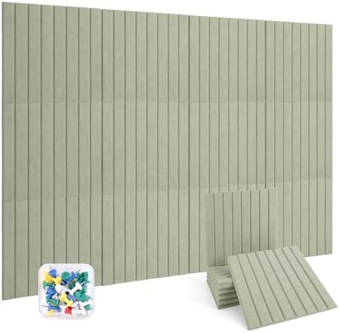 Gugxiom Large Cork Board for Wall, 48" X 36" Bulletin Board, 12 Packs Felt Pin Board for Wall with Self Adhesive, with 30 Pushpins, for Office Home School Classroom Decor (Grass Green)
