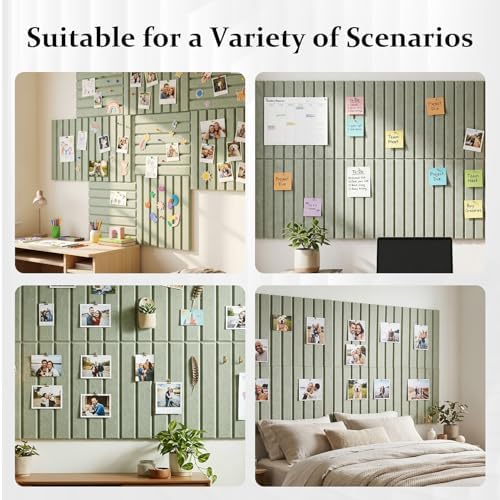 Gugxiom Large Cork Board for Wall, 48" X 36" Bulletin Board, 12 Packs Felt Pin Board for Wall with Self Adhesive, with 30 Pushpins, for Office Home School Classroom Decor (Grass Green)