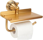 Vintage Wall Toilet Paper Holder, Antique Brass Toilet Paper Holder with Phone Shelf, Bathroom Toilet Paper Roll Holder, Pattern Carving Design