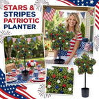 Premium Large Artificial Five-Pointed Star Shaped Patriotic Topiary Tree, 4th of July Decoration,1776-2026 USA 250th Anniversary Merchandise for Front Door Outdoor Decor(23.6''H Red White Blue)