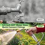 Gugxiom 5Pcs Stainless Steel Garden Hose Quick Connect Fittings Set, 3/4 Inch Water Hose Quick Connect Fittings, for Hoses Sprayers (10, Silver)