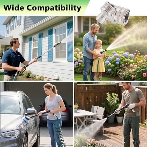 Gugxiom 5Pcs Stainless Steel Garden Hose Quick Connect Fittings Set, 3/4 Inch Water Hose Quick Connect Fittings, for Hoses Sprayers (10, Silver)