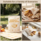 Gugxiom 2Pcs Reusable Beeswax Bread Bags with Zip Closure, 13 x 17 in Cotton Linen Bread Storage Bags for Homemade Breads, for Sourdough, Baguettes, and Artisan Breads for Freezer & Refrigerator