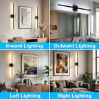 Gugxiom 2Pcs 10000mAh Battery Operated Wall Sconces, Wireless Wall Lights, 71cm/28in, Touch Control & 360° Adjustment, for Living Room Hallway Bedroom Dining Room (Black)