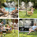 Gugxiom 5.3FT Standing Misters for Outside Patio, 26.5FT Water Supply Line & Adjustable Height & 5 Brass Nozzles, Portable Water Mister for Patio BBQ Pool