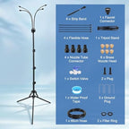Gugxiom 5.3FT Standing Misters for Outside Patio, 26.5FT Water Supply Line & Adjustable Height & 5 Brass Nozzles, Portable Water Mister for Patio BBQ Pool