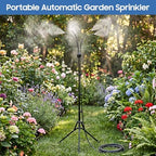 Gugxiom 5.3FT Standing Misters for Outside Patio, 26.5FT Water Supply Line & Adjustable Height & 5 Brass Nozzles, Portable Water Mister for Patio BBQ Pool