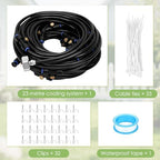 Gugxiom 75FT/23M Misters for Outside Patio, with 23 Mist Nozzles+3/4" Brass Adapter, Outdoor Misters for Patio Cooling, for Garden Patio Backyard Greenhouse Horse Corral (23 Meters (75 ft))