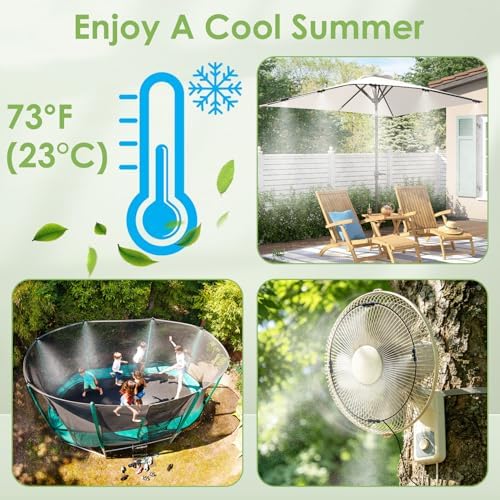 Gugxiom 75FT/23M Misters for Outside Patio, with 23 Mist Nozzles+3/4" Brass Adapter, Outdoor Misters for Patio Cooling, for Garden Patio Backyard Greenhouse Horse Corral (23 Meters (75 ft))