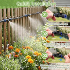 Gugxiom 75FT/23M Misters for Outside Patio, with 23 Mist Nozzles+3/4" Brass Adapter, Outdoor Misters for Patio Cooling, for Garden Patio Backyard Greenhouse Horse Corral (23 Meters (75 ft))