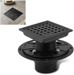 Gugxiom Square Shower Floor Drain, 4 3/8 Inch 304 Stainless Steel Shower Drain Kit with Removable Grid Cover, ABS Flange and Hair Strainer (4in)