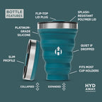 16oz Collapsible Tumbler, Packable Travel Cup with Steel Rim