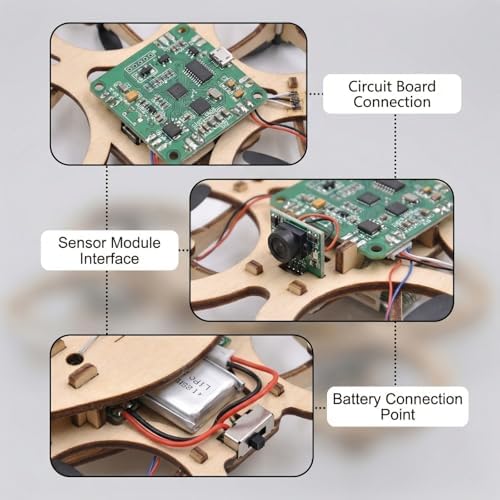 DIY Wooden Drone Model Kit, DIY Wooden RC DroneKit, WoodenBuilding Blocks Flying Toys Assembled Kit,Remote Control Aircraft Training RC DroneQuadcopter, Beginner-Friendly STEM Project Mini Drone