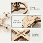 DIY Wooden Drone Model Kit, DIY Wooden RC DroneKit, WoodenBuilding Blocks Flying Toys Assembled Kit,Remote Control Aircraft Training RC DroneQuadcopter, Beginner-Friendly STEM Project Mini Drone