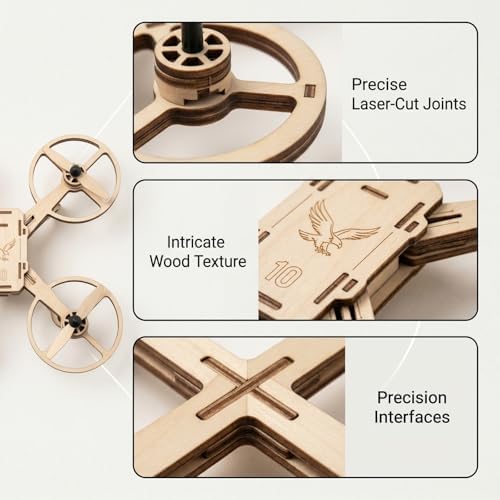 DIY Wooden Drone Model Kit, DIY Wooden RC DroneKit, WoodenBuilding Blocks Flying Toys Assembled Kit,Remote Control Aircraft Training RC DroneQuadcopter, Beginner-Friendly STEM Project Mini Drone