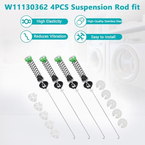 W11130362 4PCS Suspension Rod fit, for Whirlpool Maytag Kenmore Washer, 23.2 Inch, W10594080 W10735786 W10748956 W10780040 W10821710 W10901056