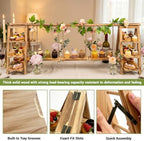 Multifunctional Wooden Dessert Table Display Set with Flower Decor