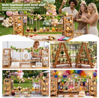 Multifunctional Wooden Dessert Table Display Set with Flower Decor