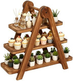 3 Tier Wooden Serving Tray Cupcake Stand Dessert Table Display Set