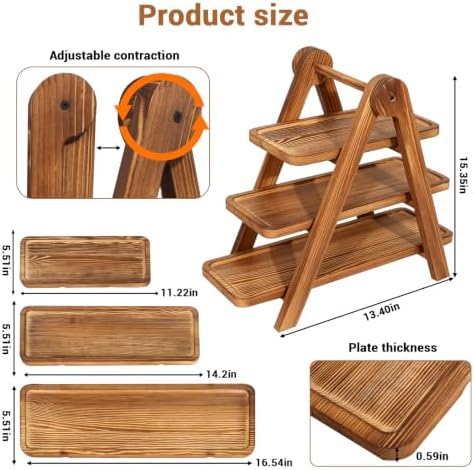 3 Tier Wooden Serving Tray Cupcake Stand Dessert Table Display Set