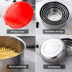5 Packs Food Storage Containers Set with Lids, Stainless Steel Food Storage Bowls for Kitchen Pantry Refrigerator, Silver