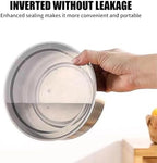 5 Packs Food Storage Containers Set with Lids, Stainless Steel Food Storage Bowls for Kitchen Pantry Refrigerator, Silver