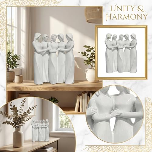 Sister Figurines, Premium Sisters Resin Ornament Friendship Statue, Hand-Painted Sister Sculpture for Women Bestie Friendship Birthday Gift (7in 5 Sister Figurines)