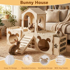 Extra Large Rabbit Castle, Bunny House Indoor, Detachable Hideaway, Hay Rack & Multistory & Ventilated & Sturdy, for Guinea Pig Chinchilla Ferret Rabbit