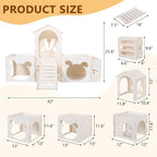 Extra Large Rabbit Castle, Bunny House Indoor, Detachable Hideaway, Hay Rack & Multistory & Ventilated & Sturdy, for Guinea Pig Chinchilla Ferret Rabbit