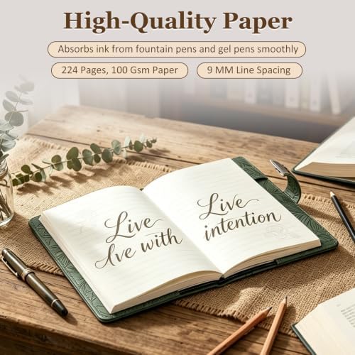 Diary with Lock for Women Girls, Vintage 3D Embossed Journal, 224 Pages & PU Leather & with Pen, Thickened Paper（Green）