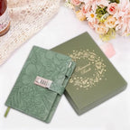 Diary with Lock for Women Girls, Vintage 3D Embossed Journal, 224 Pages & PU Leather & with Pen, Thickened Paper（Green）