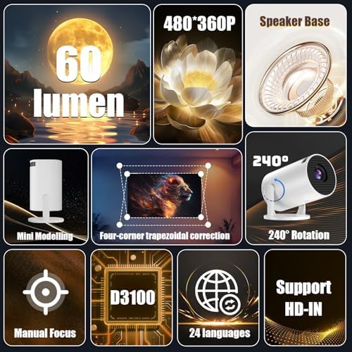 V4 Mini Smart Projector, WiFi, White