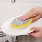6 Pack Double-Sided Round Dishwashing Sponges - Yellow Nylon-Filament Scrubbing Pads for Cleaning Dishes, Pots, Pans, Sinks & Basins, Tough on Grease, Soft on Surfaces