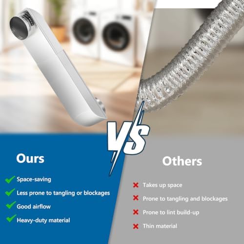 12-19in Adjustable Dryer Vent, Telescoping 4 Inch Periscope Dryer Vent Kit, 304 Stainless Steel, Low-Profile Space Saver, with Aluminum Foil Tape