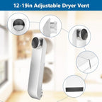12-19in Adjustable Dryer Vent, Telescoping 4 Inch Periscope Dryer Vent Kit, 304 Stainless Steel, Low-Profile Space Saver, with Aluminum Foil Tape