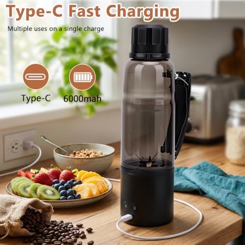 20Oz Portable Personal Blender, 20000RPM Cordless Mini Blender, 3-in-1——MilkshakesCrushed iceGround coffee beans, USB-C Rechargeable, for Outdoor Home Gym Office