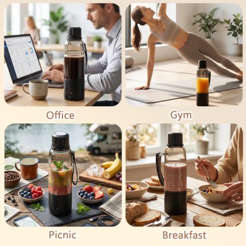 20Oz Portable Personal Blender, 20000RPM Cordless Mini Blender, 3-in-1——MilkshakesCrushed iceGround coffee beans, USB-C Rechargeable, for Outdoor Home Gym Office