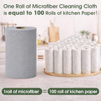 Reusable Microfiber Cleaning Cloth Roll - 100 Pack, 12"x12" Washable Tear-Away Paper Towels, Lint-Free & Streak-Free Rags for Kitchen, Glass, Cars, Electronics, Workshop and Garage(Cloud Gray)